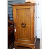 Image 1 : Late 19th Century Arts & Crafts design walnut bedside cupboard having a short inlaid back panel a...