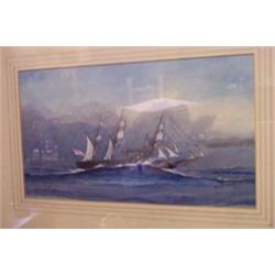 William Frederick Mitchell - Maritime Watercolour - HMS 'Black Prince', signed and dated 1902, en...