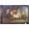 Image 1 : Ricardo Muller - Oil on canvas - Interior scene with cavalier figures and a fortune teller, 18" x...