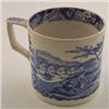 Image 1 : 19th Century Staffordshire mug having ogee scroll handle and blue and white transfer decoration -...