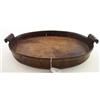 Image 1 : George III mahogany oval tray having two carved scroll handles and brass bound stave gallery, 1'7...