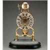 Image 1 : 19th Century brass skeleton clock with silvered chapter ring, single fusee movement on oval eboni...