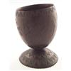 Image 1 : 19th Century carved coconut cup with decoration of flags, thistle and shamrock, standing on a dom...