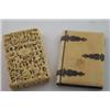 Image 1 : 19th Century Chinese carved ivory card case with allover decoration of figures and pagodas, 4" hi...