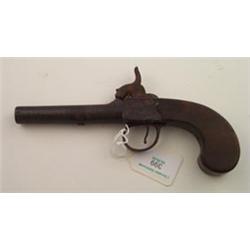 19th Century percussion cap pocket pistol with walnut stock, maker Archer, London, 8" long Est.:...