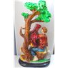 Image 2 : Beautiful Loving Couple Sitting Under Tree Polystone Statue Height:18 inch, width: 11 inch