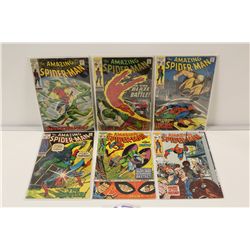 AMAZING SPIDER-MAN (1969-71) #71-99.  6 SOLID 15 CENT COPIES IN MID GRADE AVERAGE.