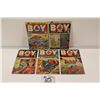 Image 1 : BOY ILLUSTORIES (1950-53) #56 (CANADIAN ISSUE) # 58, #73 (FEATURING FRANK FRAZETTA ART), #75 AND