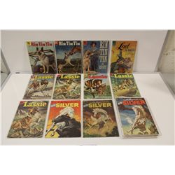 DELL COMICS FAMOUS SIDEKICKS LOT INCLUDES: LASSIE, RIN TIN TIN, TRIGGER AND SILVER- 18 BOOKS TOTAL