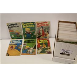 SHORT BOX OF FUNNIES INCLUDING 10, 12 AND 15 CENT DENNIS THE MENACE, SAD SACK AND MORE!