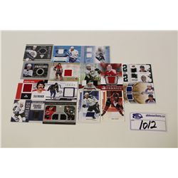 LOT OF 15 NHL AUTHENTIC MEMORABILIA CARDS INCLUDING: K. LETANG, C. PRONGER, D. HEATLEY, M. MODANO,