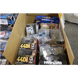 BOX LOT OF ASSORTED NHL AND MARVEL TOYS