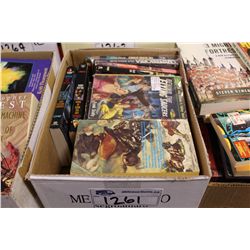 BOX LOT OF ASSORTED PAPERBACK BOOKS, LIKGHTLY READ