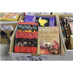 BOX LOT OF ASSORTED PAPERBACK AND HARD COVER BOOKS, MOSTLY UNREAD