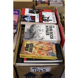 BOX LOT OF ASSORTED PAPERBACK AND HARD COVER BOOKS, MOSTLY UNREAD