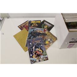 SHORT BOX OF MIXED SQUARE BOUND ONE-SHOTS, TPS AND HARDCOVER BOOKS. DC, MARVEL AND MORE! SPAWN AND