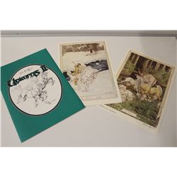 BOX OF MIXED POSTERS AND PRINTS AND LIMTED SIGNED PORTFOLOIS. LELA SDOWLING' UNICORNS II,