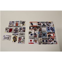 LOT OF 20 AUTHENTIC MEMORABILIA NHL CARDS (GAME USED JERSEY'S)