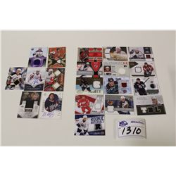LOT OF 20 AUTHENTIC MEMORABILIA NHL CARDS (GAME USED JERSEY'S)