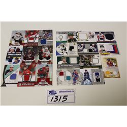 LOT OF 20 AUTHENTIC MEMORABILIA NHL CARDS (GAME USED JERSEY'S)