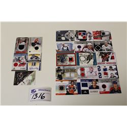 LOT OF 20 AUTHENTIC MEMORABILIA NHL CARDS (GAME USED JERSEY'S)