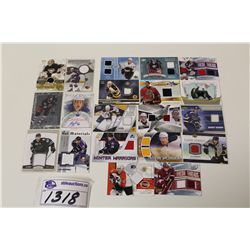 LOT OF 20 AUTHENTIC MEMORABILIA NHL CARDS (GAME USED JERSEY'S)