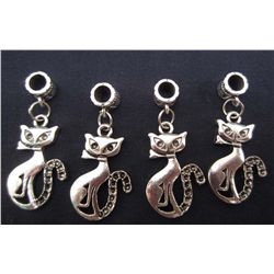 6574 - LOT OF 4  TIBETAN SILVER CHARMS - FOX