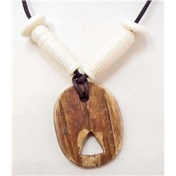 BUFFALO BONE PENDANT 1 INCH WITH BONE BEADS