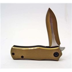 7852 - TIGER BRAND "GODSON" SPRING ASSIST OPENING MINI STILETTO KNIFE -  gold