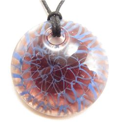 6589  BLUE MURANO GLASS ROUND PENDANT W/  STRING CORD NECKLACE