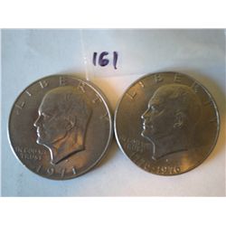 1776-1976/1971 D Eisenhower dollar coins  two coins in this lot
