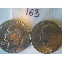 1972 D/1978D Eisenhower dollar coins two coins in this lot nice coins