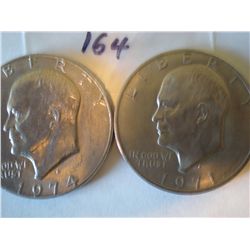 1971D/1974D Eisenhower dollar coins two coins in this lot nice set