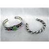 Two Navajo Sterling Bracelts, One Multi-Stone