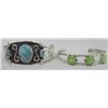Image 1 : 2 Navajo Bracelets, Turquoise, Gaspeite & Silver