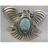 Image 1 : Navajo Silver & Turquoise Eagle Pin by Cleveland
