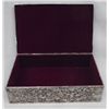 Image 3 : Antique Velvet Lined Embossed Metal Trinket Box