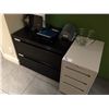 Image 1 : TWO FILE CABINETS, TWO CORK  BOARDS, AND ASSORTED ITEMS