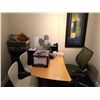 Image 1 : CONTENTS OF OFFICE INCLUDING DESK, THREE CHAIRS, FILE CABINET, BOOKSHELF AND MISC