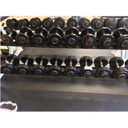 APEX DUMBELL RACK COMPLETE WITH 20 GPI DUMBELLS FROM 15 LBS TO 55 LBS