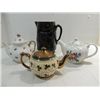 Image 1 : LOT 4 VINTAGE CERAMICS: 3 ASSORTED TEA POTS & 1