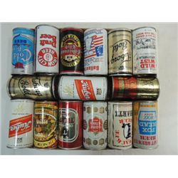 LOT 15 VINTAGE BEER CANS: FLAT TOP, PULL TAB: