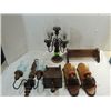 Image 1 : LOT 6 WOOD CANDLE HOLDERS: WALL HANGERS, TOWL RACK