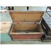 Image 1 : PRIMITIVE 38X18X19 PINEWOOD FLIP LID STORAGE TRUNK
