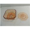 Image 1 : LOT 2 PINK DEPRESSION STAR BURST BOWL & PLATE