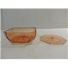 Image 2 : LOT 2 PINK DEPRESSION STAR BURST BOWL & PLATE