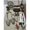 Image 1 : ASSORTED LOT VINTAGE KITCHEN UTENCILS, SHOE