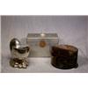 Image 1 : A Decorated Pewter Work 2 Division Tea Caddy with Oval Carved Cameos to Top and...