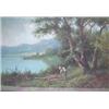 Image 1 : A Gilt Framed Oil of Woodgatherer Beside Lake. Signed F.Capuano....