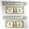 Image 1 : 2001 $1 FEDERAL RESERVE NOTE (STAR) CHICAGO, IL PMG 66 EPQ & 2003 $1 FEDERAL